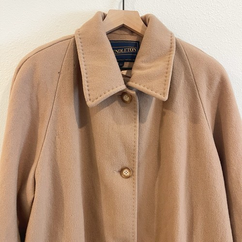 Vintage Pendleton Coat 22W Brown 100% Wool Collared Minimalist Midlength *Flawed - Picture 2 of 15