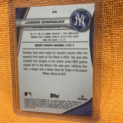 Jasson Dominguez Rookie 2024 Bowman Best #44 Gold Lava Refractor 20/50 Yankees - Picture 7 of 8