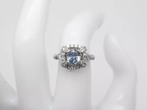$6000 2ct Certified NO HEAT Ceylon Blue Sapphire VS Diamond 18k White Gold Ring