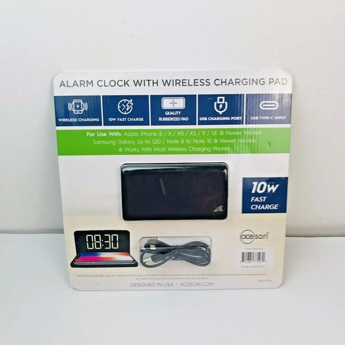 Reloj despertador carga inalámbrica Ace Sori negro (carga rápida 10W) - Imagen 5 de 7