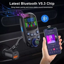 Car Bluetooth FM Transmitter Radio MP3 Wireless Adapter with 3Port Charger