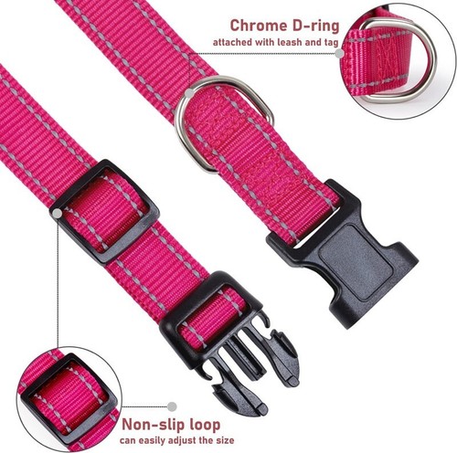 Dog Collar Reflective Adjustable, Padded, 3 Sizes: Small, Medium, Large Durable - Picture 6 of 18