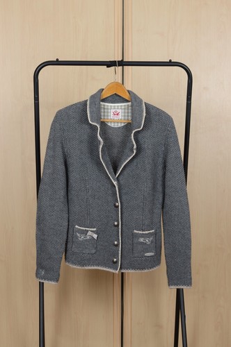 Women Spieth Wensky Wool Knit National Trachten Loden Jacket Cardigan Grye Sz S - 第 1/6 張圖片