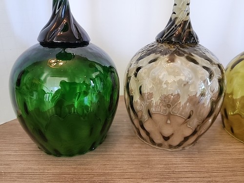 4 Vintage MID CENTURY Italian Empoli Long Stem Glass SET - Picture 3 of 7