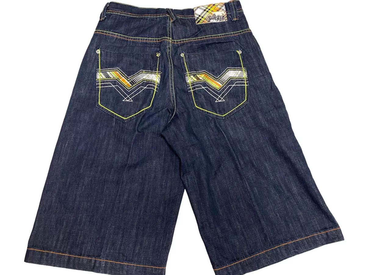 South Pole Jean Shorts Men 32 Dark Denim Baggy Hip Hop Wide Leg