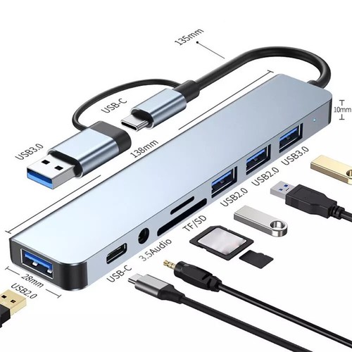 USB C HUB 8-in-1, USB-C HUB Multi Port Adapter with 4K HDMI, 5Gbps 2 * USB-A 3.0 - Picture 2 of 10