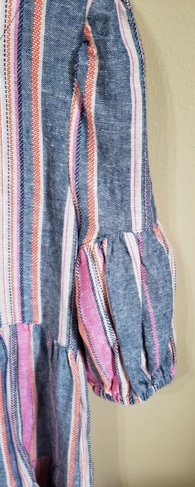 Bonnie Jean девочек льняной смеси ярусный в полоску платье 16Puff рукав Flowy. 0041 - Изображение 4 из 4