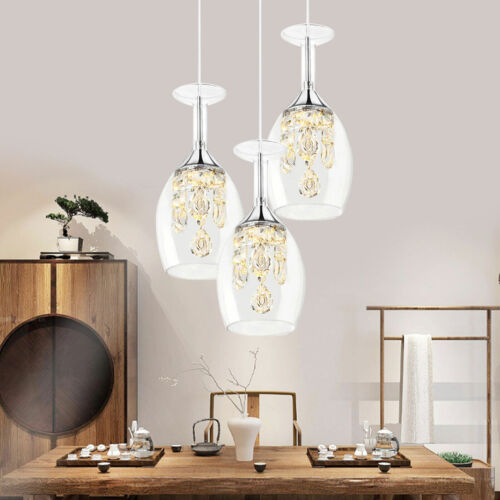 Crystal Wine Glass LED Chandelier Pendant Lamp 3 Light Ceiling Light Fixture USA - Picture 5 of 36