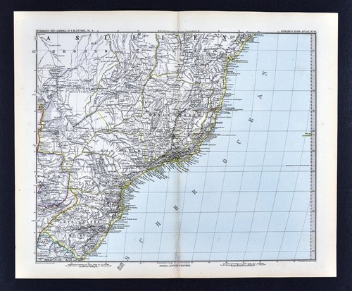 1881 Petermann Map - SE Brazil Rio de Janeiro Sao Paulo Santos Bahia Curitiba BR - Picture 1 of 2