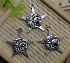 30/60pcs retro Jewelry Making DIY Sun Moon Star alloy charms pendant 27x25mm