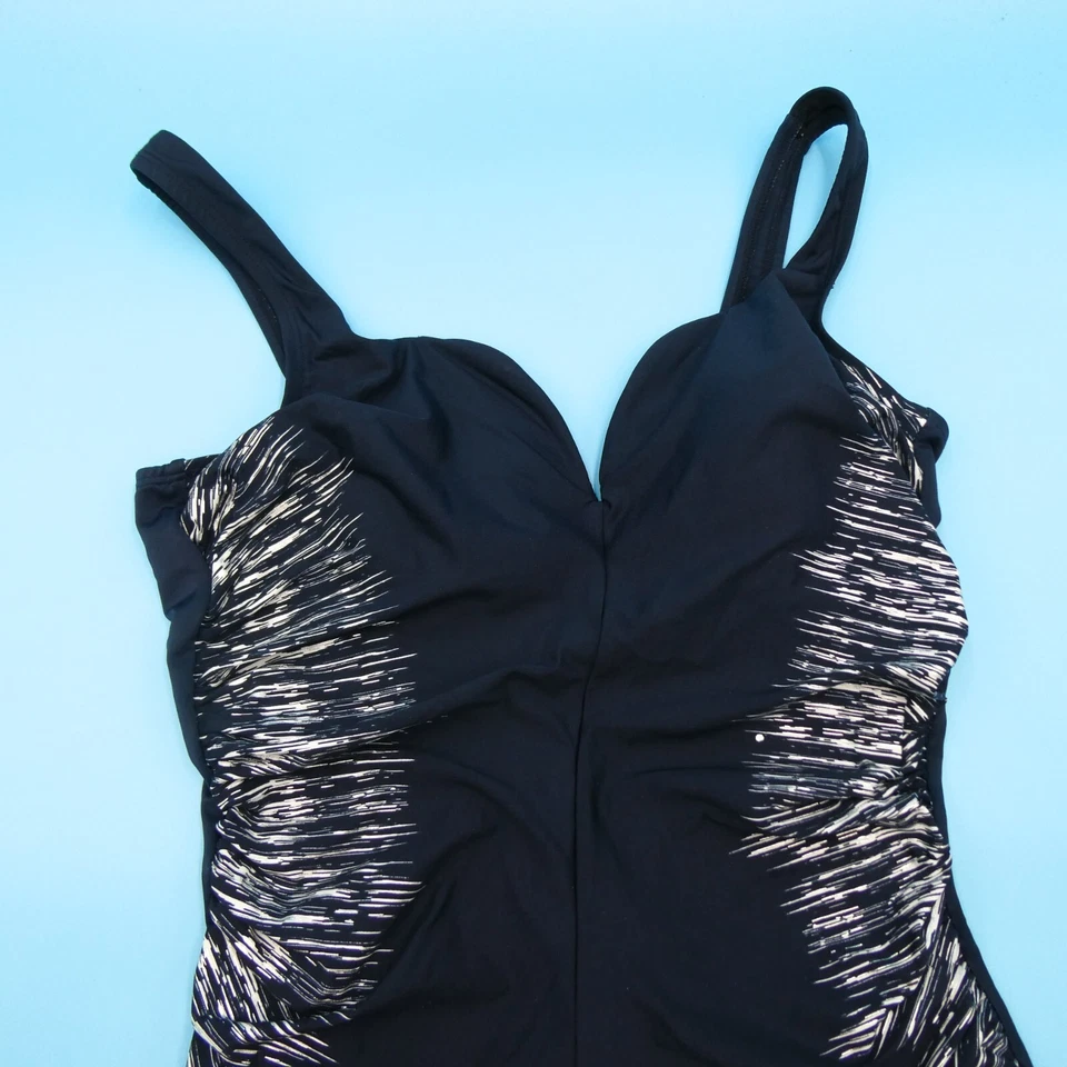 Miraclesuit Size US 12 Black Midnight Silver Shores Temptress One Piece Swimsuit - Image 4 of 4