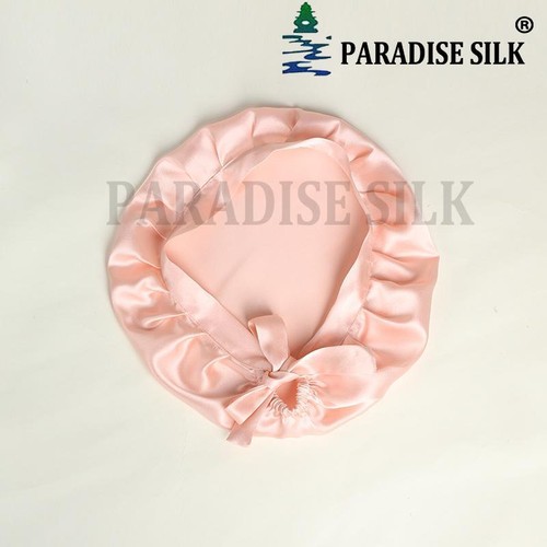 Lady Natural Silk Slumber Sleeping Show Bath Hair Cover Cap Hat W/ Back Tie - Picture 9 of 9
