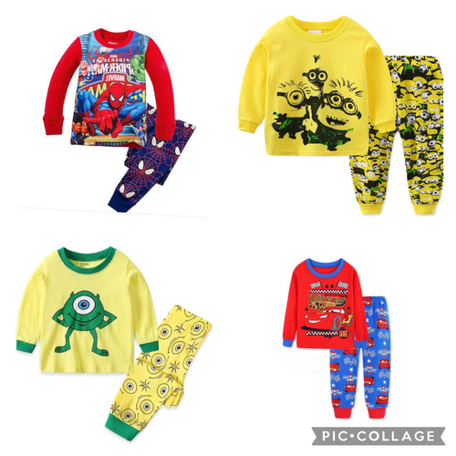 NEW Disney Cartoon Boys Print Long Sleeve 2-Piece Set Pajama - Picture 1 of 6