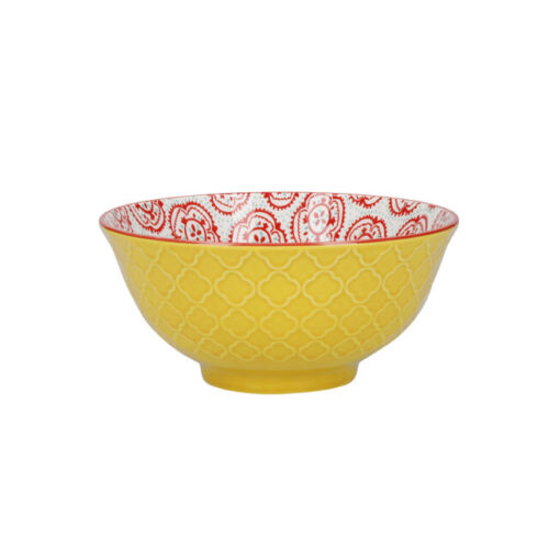 KitchenCraft Patterned Cereal Bowl Set in Gift Box, Ceramic, 'Brights' Designs, - Picture 5 of 6