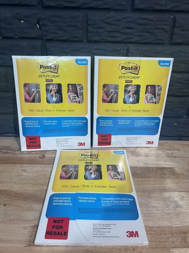 3M POST-IT PRINT PEEL & STICK 4"X6" SEMI GLOSS PICTURE PAPER NEW QTY 3 - Picture 4 of 5