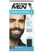 Mustache & Beard, Brush-In Color Gel, Real Black M-55, 2 x 0.5 oz (14 g)