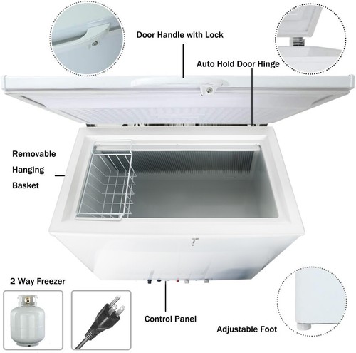 LP Gas Freezer Propane Deep Chest Freezer RV Camping Off Grid Storage 7.1 CU.FT - Picture 3 of 9