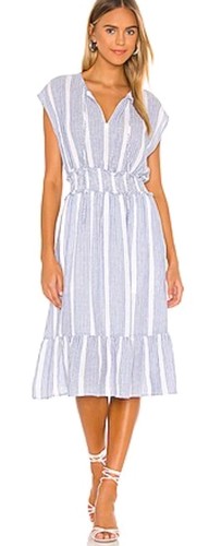 RAILS Women's Blue Levanzo Stripe Ashlyn Midi Dress Size Large Pockets - Picture 2 of 8