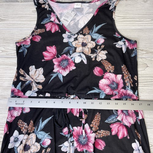 West Loop Floral Sommerkleid Damen Gr. Medium schwarz mit rosa Blumen NEU Neu mit Etikett - Bild 5 von 6