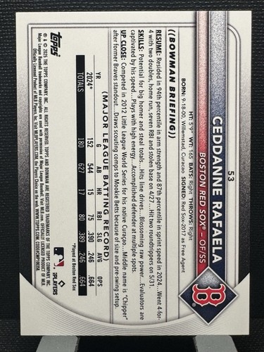 Ceddanne Rafaela - 2025 Bowman #53 Sky Blue SP /499 - Bild 2 von 2