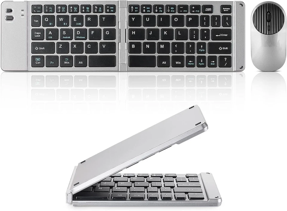 Mini Rechargeable Foldable Bluetooth Keyboard and Mouse Combo, Portable (Sync Up - Image 2 of 4