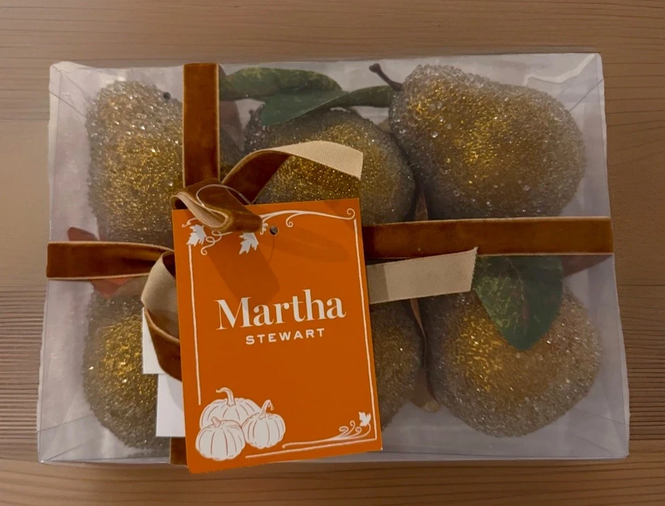 Martha Stewart искусственного сахара покрытый груши (6) золото бисером осени новый - Изображение 3 из 4