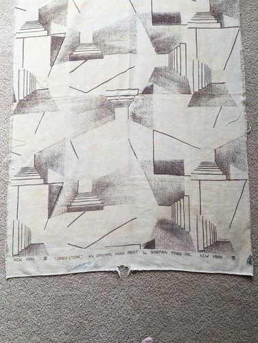 Seltenes MCM Kunst Textilmuster Norman Trigg NY Eckstein Handdruck, 34 x 50,5 - Bild 3 von 23