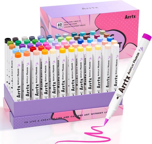 Arrtx Paint Markers Paint Pens 60 Colors, Acrylic Paint Pens for Artists Adults - Picture 9 of 9