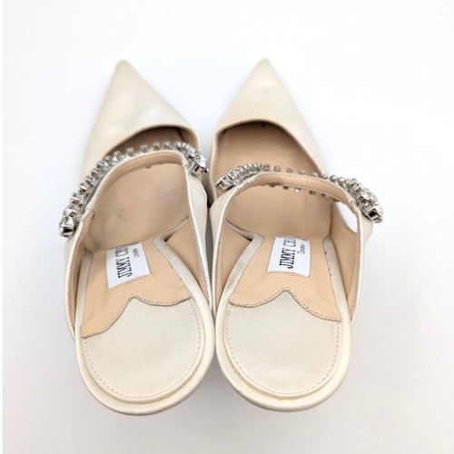 Jimmy Choo Bing Mules Crystal Embellished Pointed Toe Ivory Size US6 EU36.5 - Foto 5 di 13