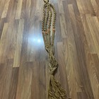 Vintage Tan Braided Macrame Plant Hanger Boho Orange Wood Beads 70’s 32in Long