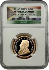 2014 South Africa Gold 1/2 oz Proof Krugerrand Coin NGC PF 70 UC 3179.40 per troy oz