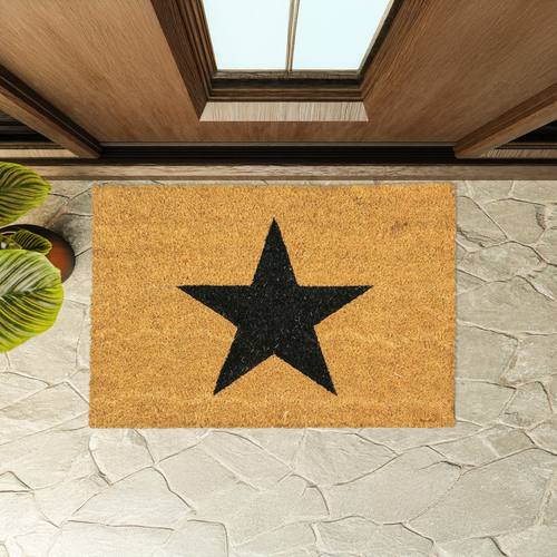 Alfombrilla de puerta de fibra natural resistente estrella negra interior exterior entrada hogar 60 cm - Imagen 22 de 24