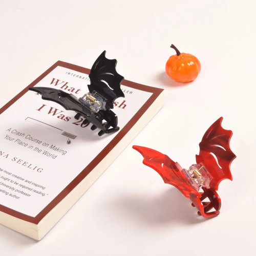 Nuovo Halloween Pipistrello Artiglio Capelli Acetato Colorato Pipistrello Forcina Moda Coda di Cavallo - Foto 9 di 34