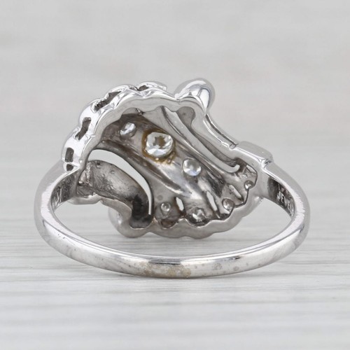 Vintage 0.26ctw Diamond Bypass Ring 14k White Gold Size 8.5 - Picture 4 of 10
