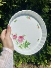 Pink Rose - Pie Dish -  Baking Dish - Porcelain - By Christineholm - Serveware