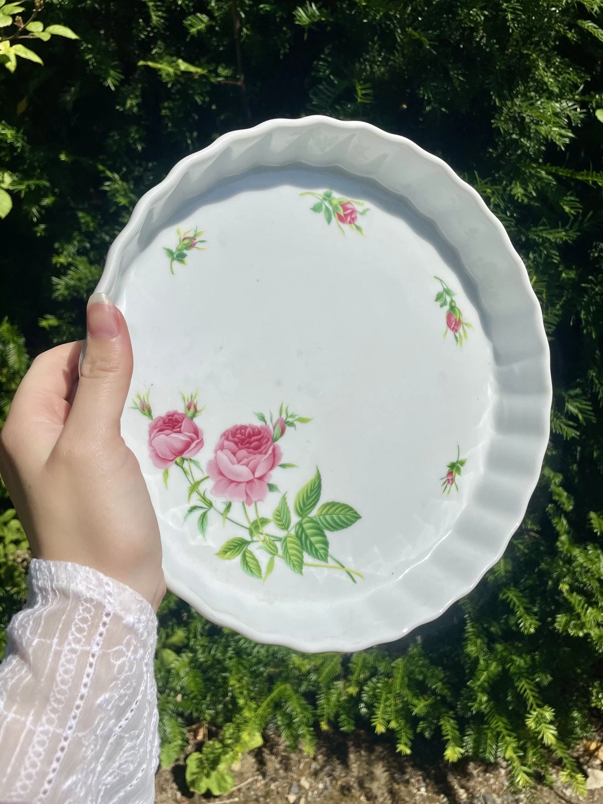 Pink Rose - Pie Dish - Baking Dish - Porcelain - By Christineholm - Serveware