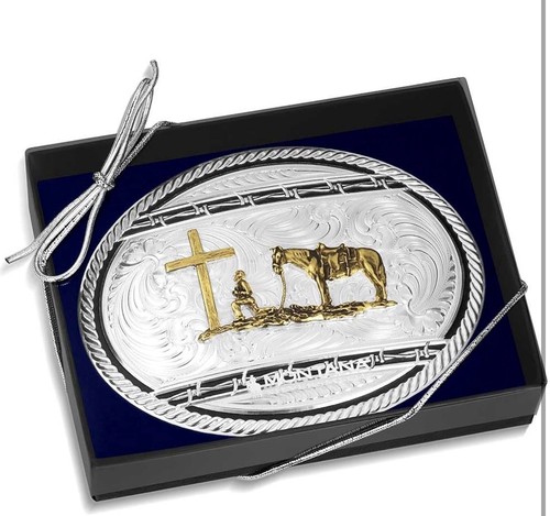 Fibbia per cintura Montana Argentieri Fede Cristiana Occidentale Made in USA - Foto 4 di 5