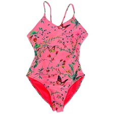 Gap Kids Floral One Piece Swimsuit Girls L 10 Pink Butterfly Summer Swim Vacay