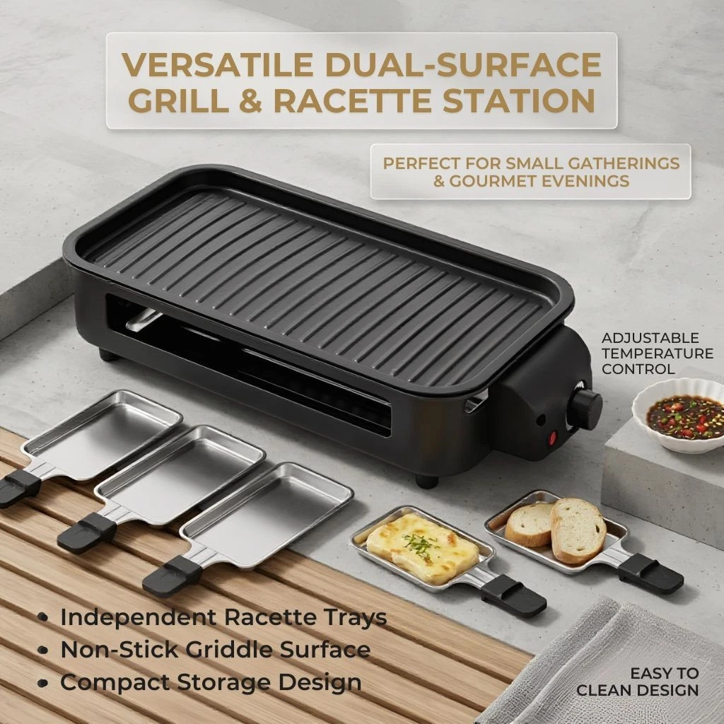 Smokeless Electric Indoor BBQ Tabletop Cooking Grill Non Stick Hot Plate Set