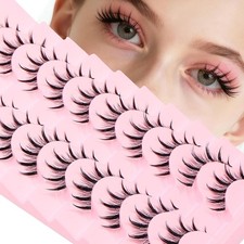 Manga Anime Spiky Strip Lashes 10 Pairs Clear Invisible Band False Fake Black