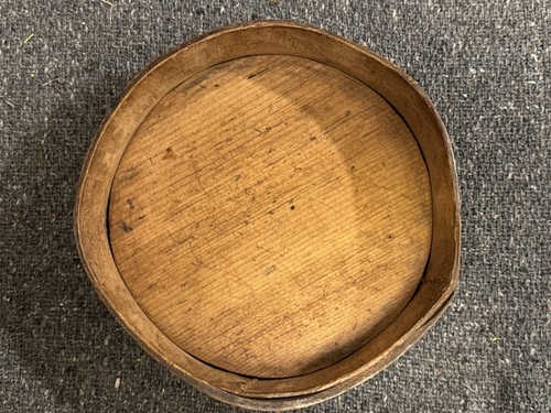 Antique Pantry Box Handsewn Round Wood Old Black Paint Primitive 7” Diameter - Picture 9 of 15