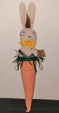 Easter Bunny In Catrot - WHIMSICAL art Doll - Primitive - folk Art Easter