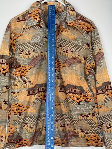 Sutton Collection Disco Shirt Wide Collar L Japanese Garden Kung Fu Vintage 70’s - Picture 21 of 21