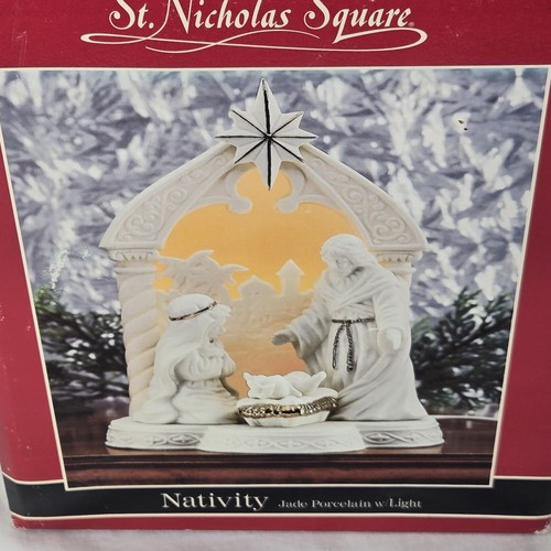 St Nicholas Square Nativity Christmas Scene Jesus Mary Joseph Jade Porcelain - Picture 3 of 7