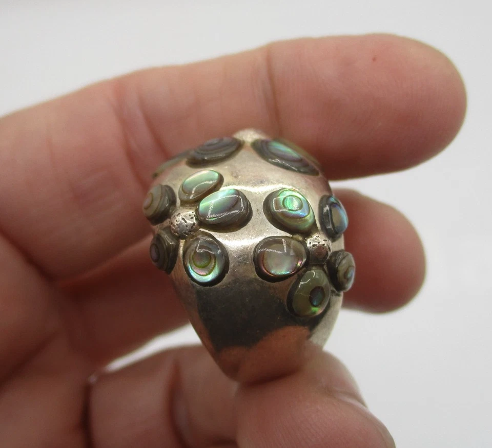 STERLING SILVER MOP ABALONE INLAY ~ DAISY FLOWER ~ SIZE 7 - Image 3 of 4