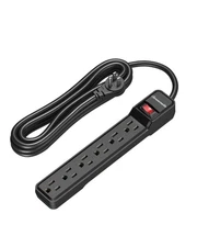 DEWENWILS 6-Outlet Power Strip Surge Protector, 15FT Long Extension Cord, Black