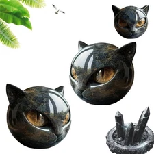 Luxury Black Cat Stone Sculpture – Elegant Home Decor & Gift-Ready Art Piece Cat