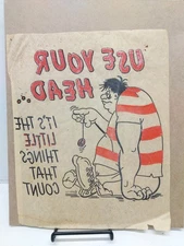 Vintage Original "Use Your Head" Iron-On Heat Transfer, 1967