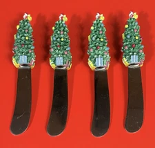 Christmas Tree Cheese Spreaders Set of 4 Holiday Cheese Butter Knives