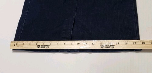 EILEEN FISHER XS Denim Jean Skirt Stretch Dark Blue Front Slit Organic Cotton - Picture 8 of 10